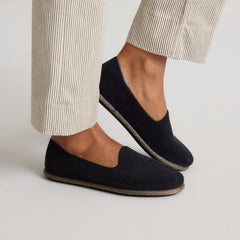 hover | Model wearing The Cruiser Loafer in ReVelvet Black.