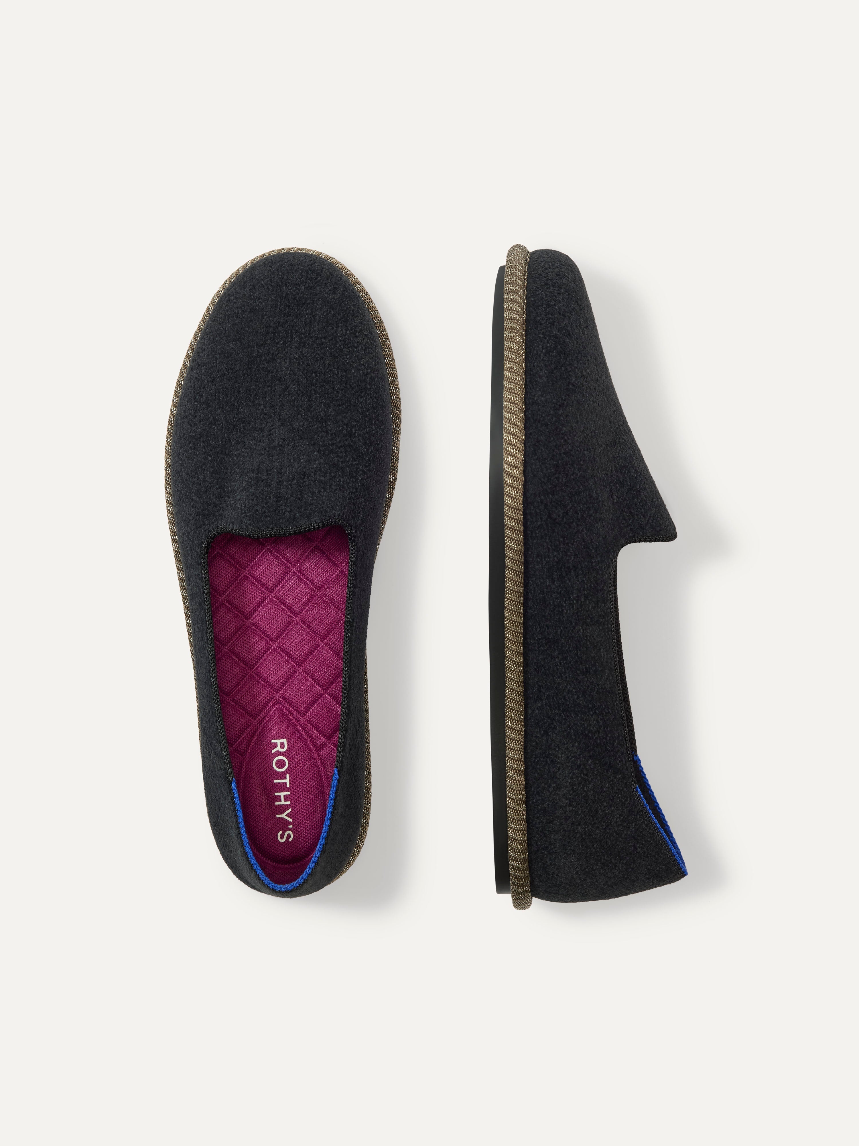 PLP | The Cruiser Loafer in ReVelvet Black shown from the top. 
