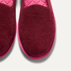 The toe and vamp of The Cruiser Loafer in ReVelvet™ Cabernet. 