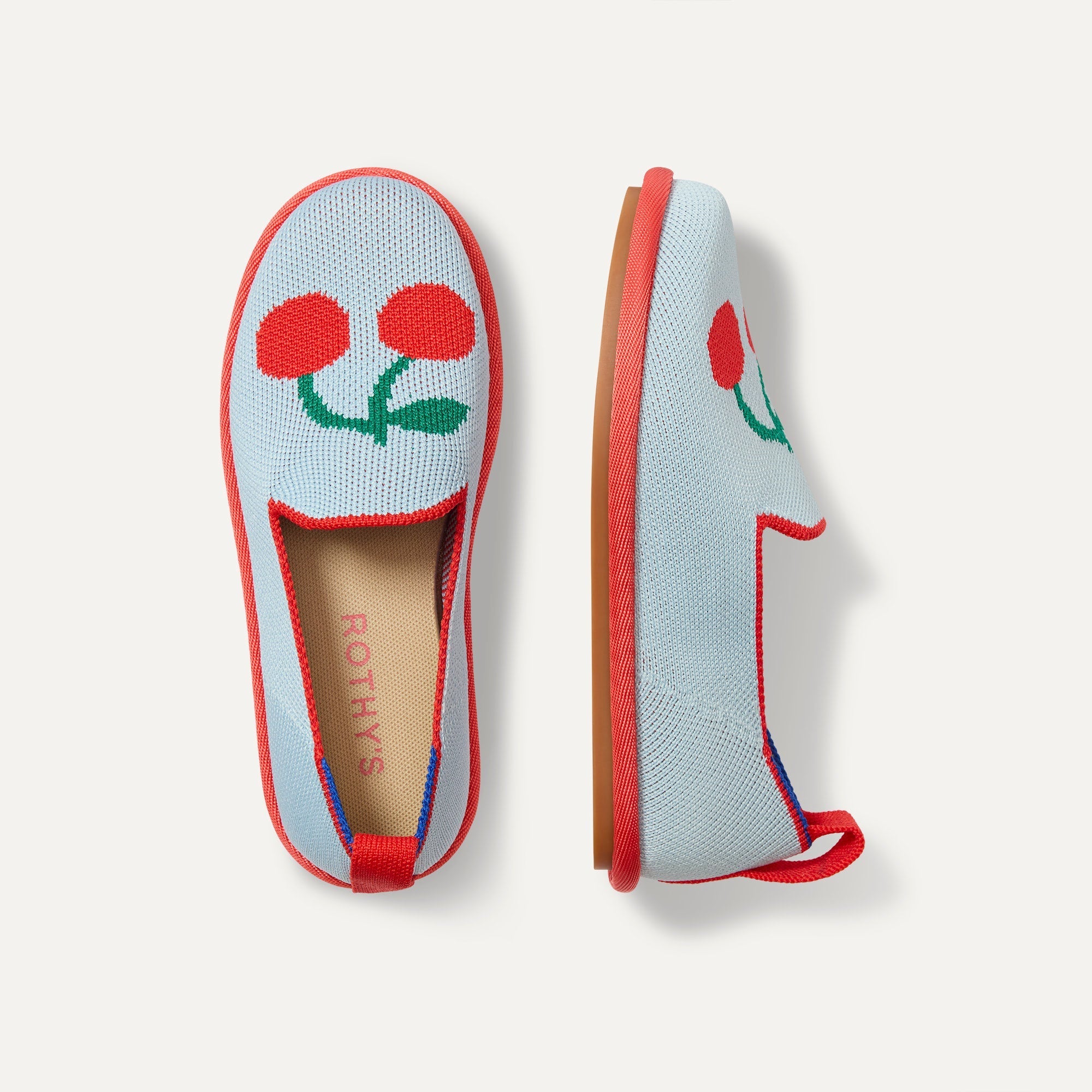 The Mini Loafer in Cherry Blue shown from the top.