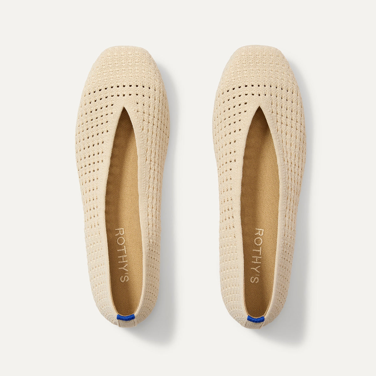 The Max Square Ballerina in Off White Mesh shown from the top.