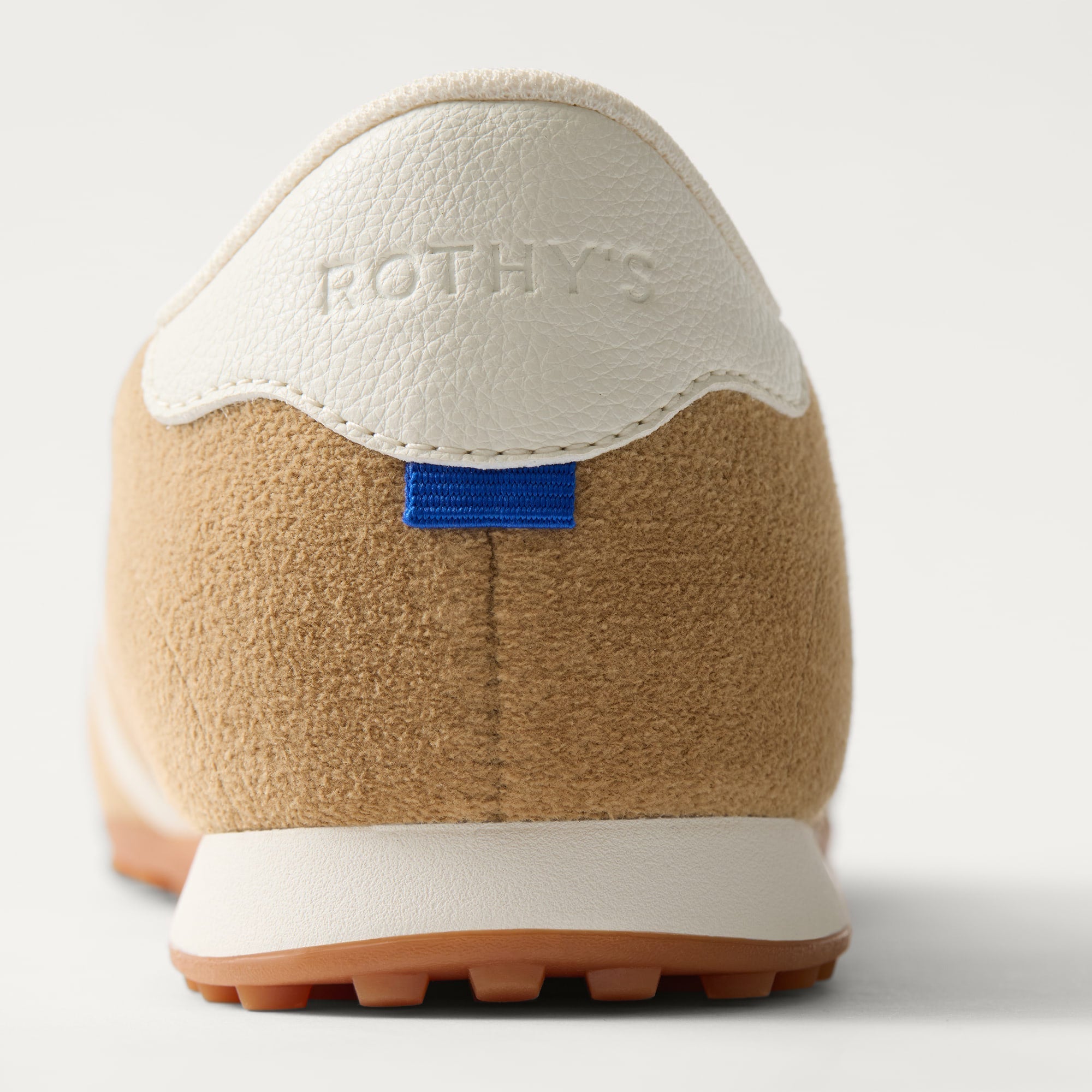 Close up of the heel of The Ivy Sneaker in ReVelvet Wren.
