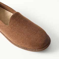 Close up of the toe and vamp of The Men's Cruiser Loafer in ReVelvet™ Umber. 