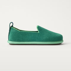 The Mini Loafer in ReVelvet™ Peapod shown from a side view showing the outsole.
