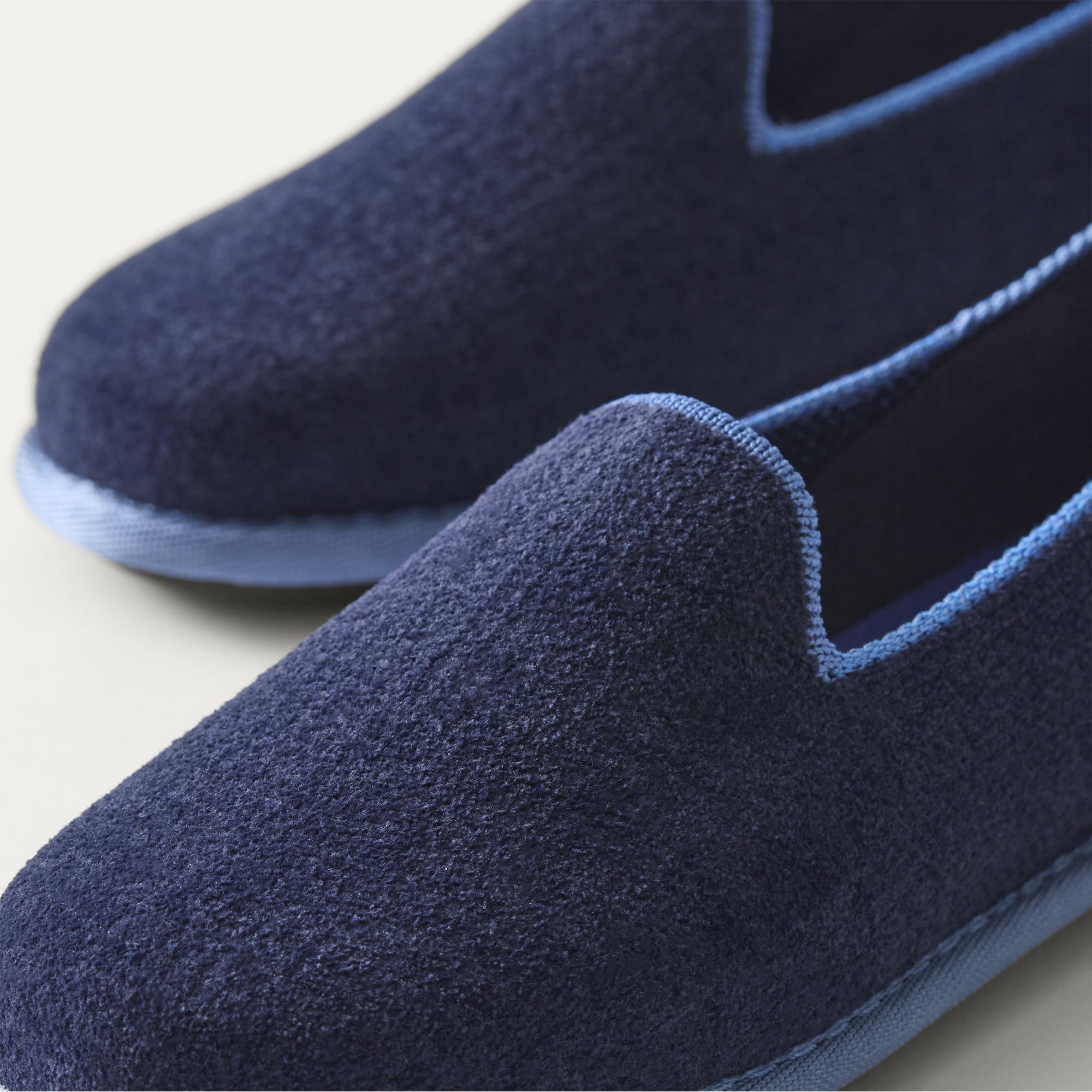 The Mini Loafer in ReVelvet™ Sailor view with detailing of the front of the shoe.