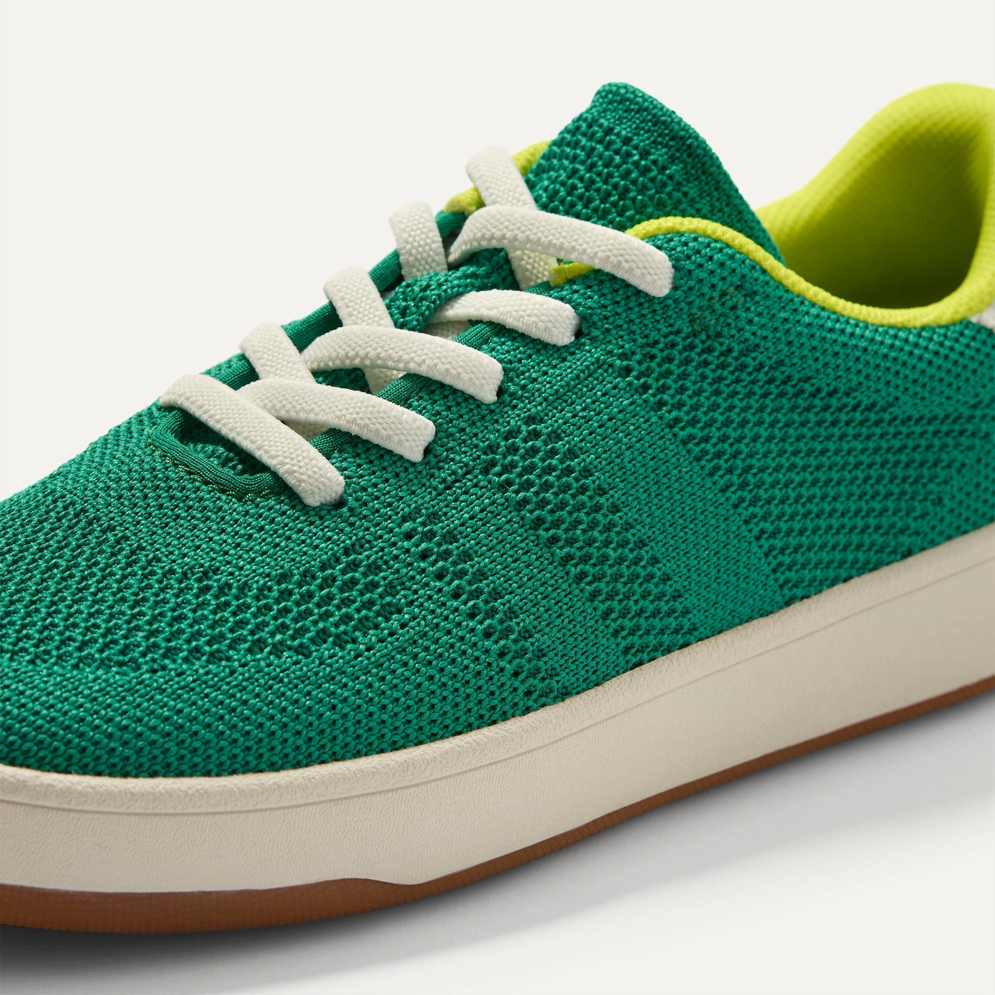 Overlay::Stretchy, No-Tie Laces | Alt::Close up of the vamp and laces of The Kids Stretch Sneaker in Emerald  Pop.