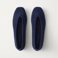 PDP |The Max Square Ballerina in ReVelvet Navy shown from the top.