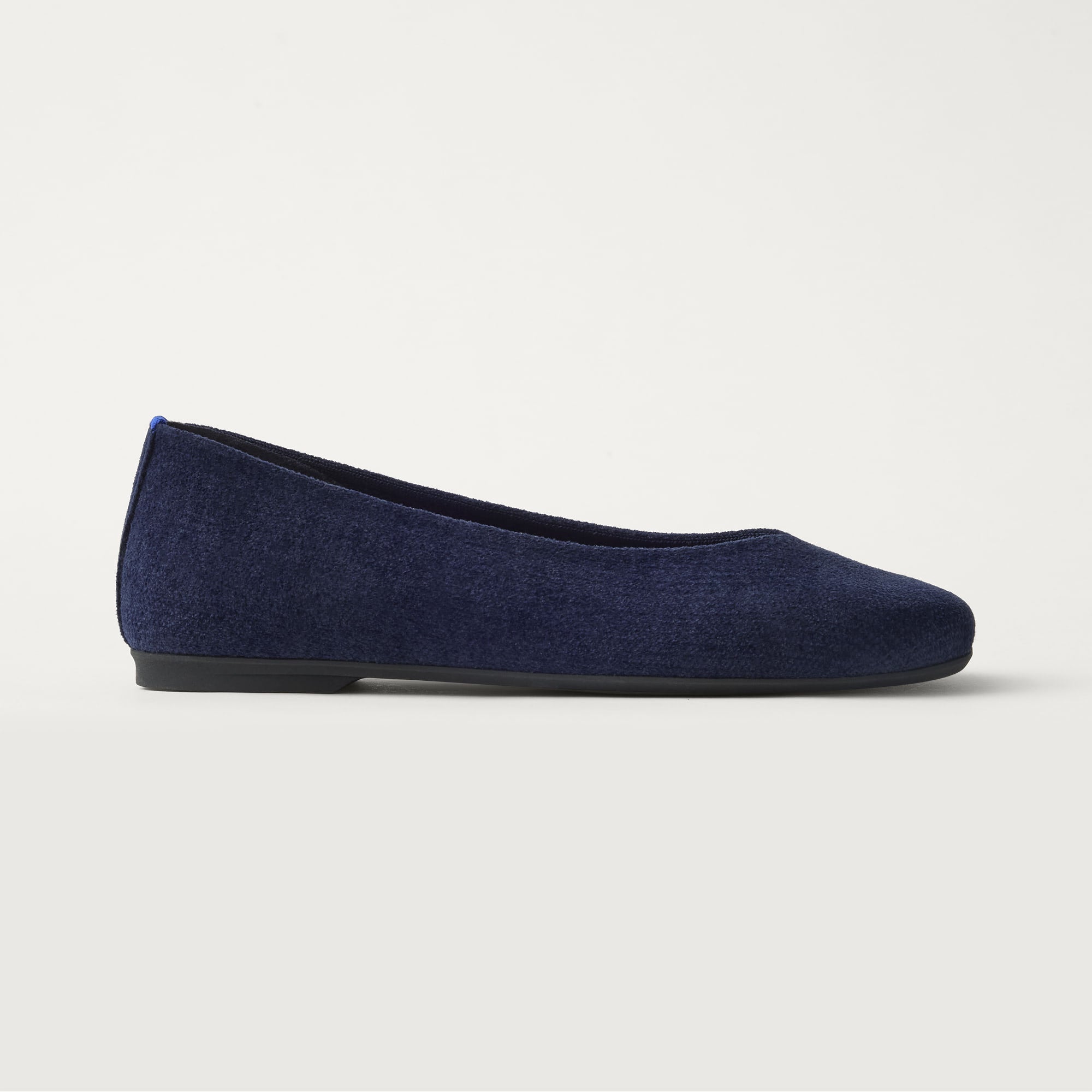 side | The Max Square Ballerina in ReVelvet Navy shown from the side.