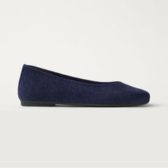 side | The Max Square Ballerina in ReVelvet Navy shown from the side.