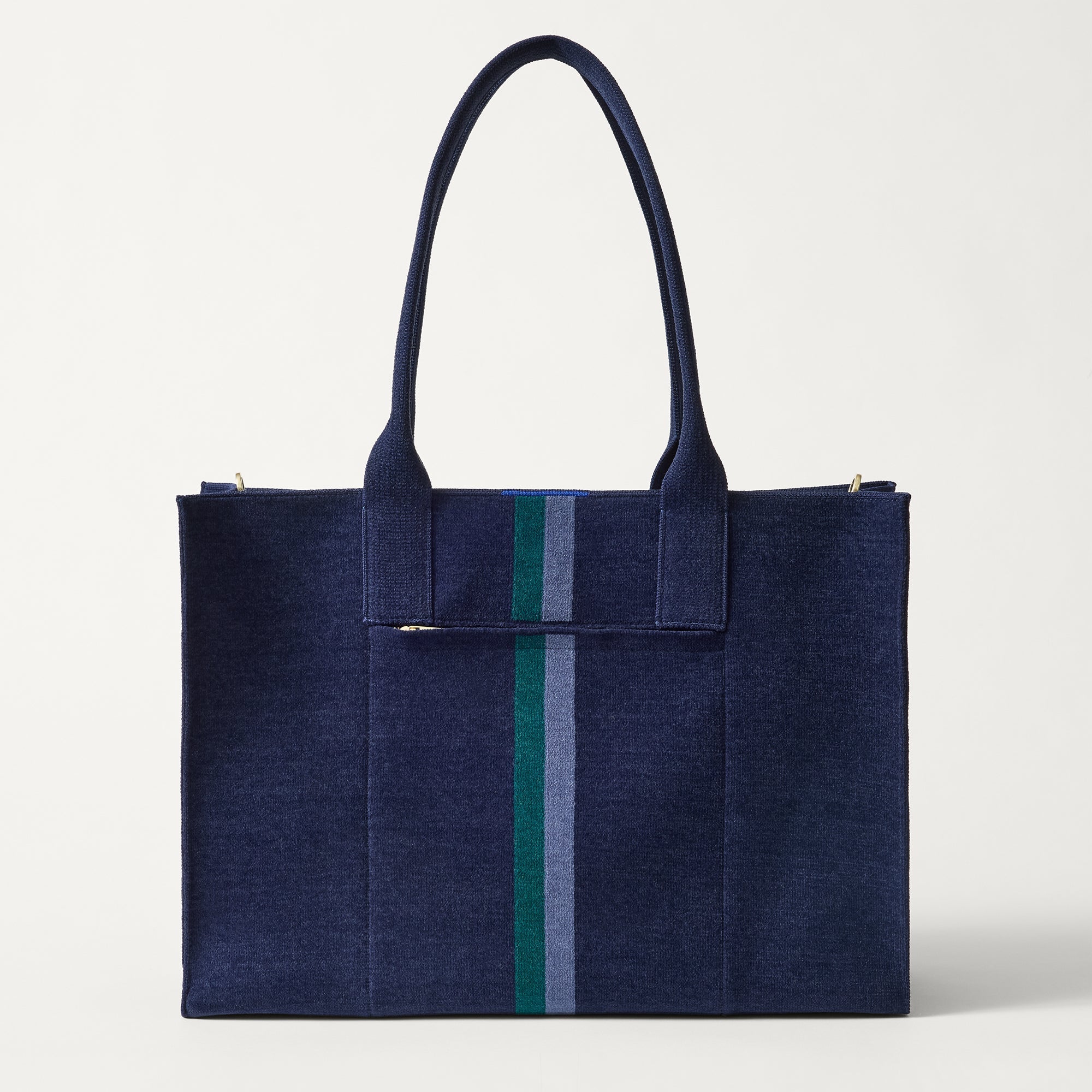 PDP | The Classic Tote in ReVelvet Peacock, shown from the front. 