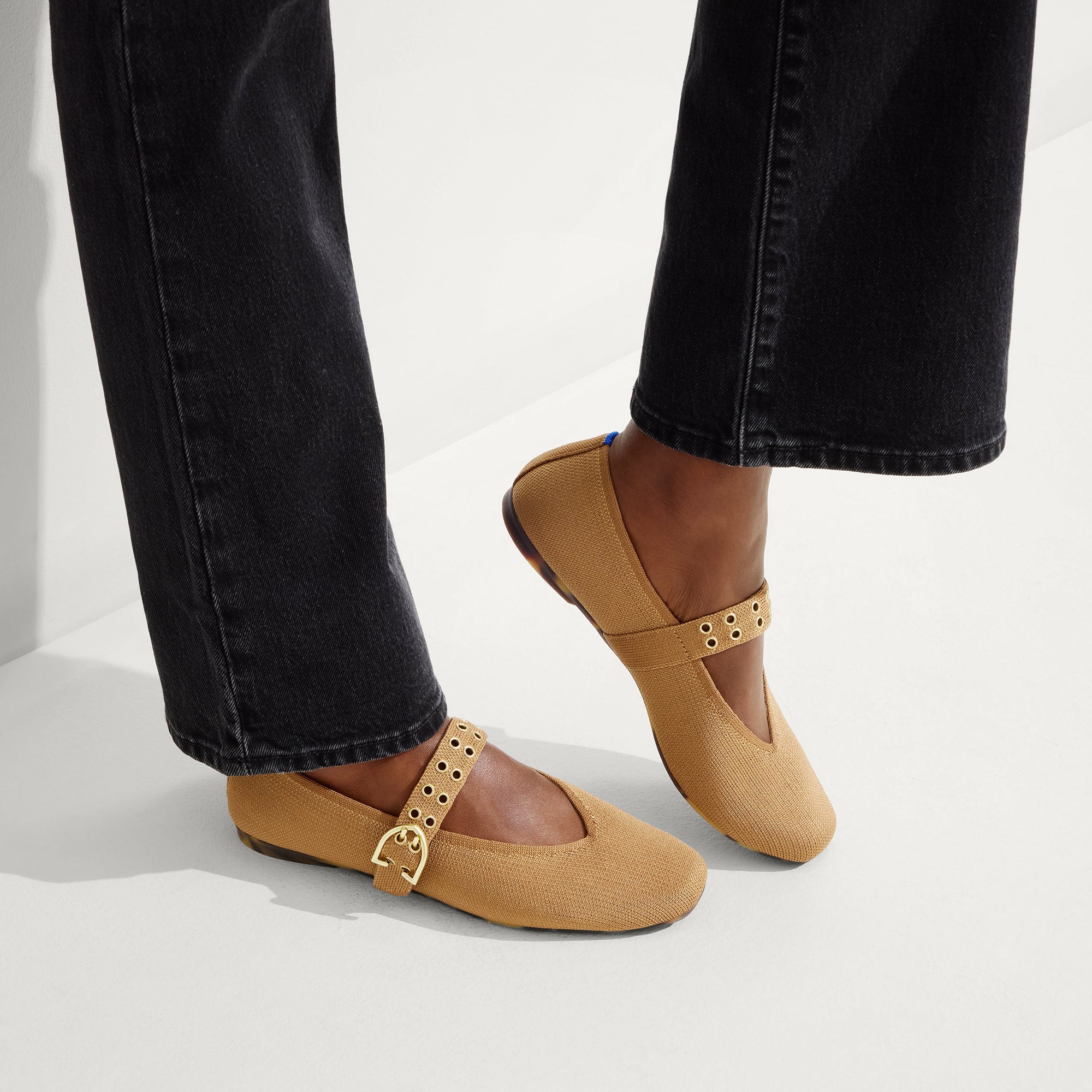 hover | Model wearing The Max Buckle Mary Jane in Java Chip.